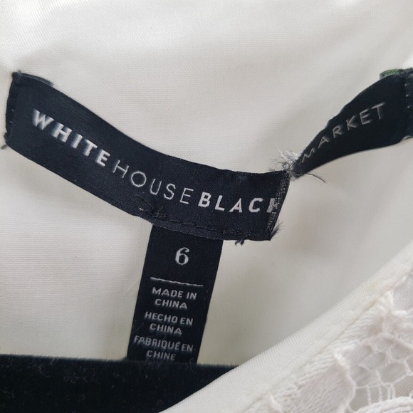 White House Black Market Bell Sleeve Shift Dress Womens 6 Lace Overlay Lined - Picture 4 of 16